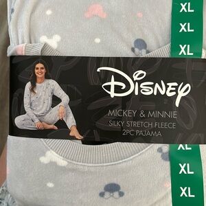 Disney Womens Mikki and Mikki 2 piece Pj's, XL, Gray, White and Pink